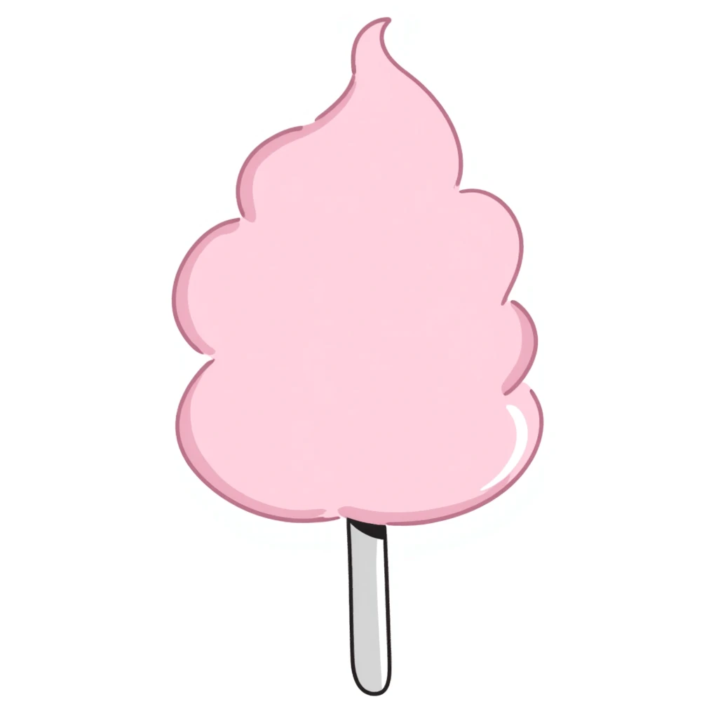 fluffy pastel pink cotton candy on a paper stick, swirling cloud-like texture, fluffy, not stringy or messy emoji