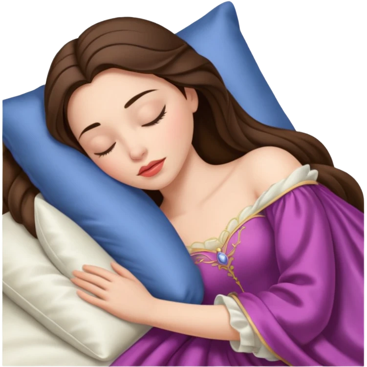 sleeping beauty brunette white girl with a silk pillow emoji