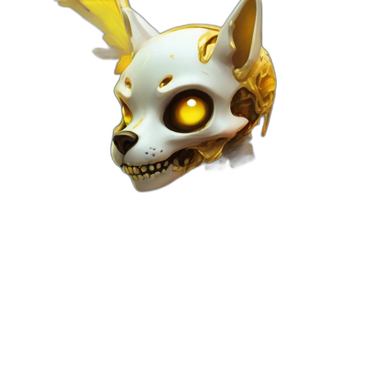 Melting Neon and gold Zombie skeleton fox with wings and prosthetic leg  emoji