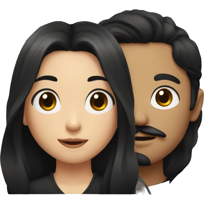 girl with black long hair and boy with black hair and moustache emoji