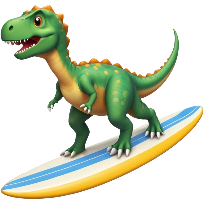 dinosauro su una tavola da surf emoji