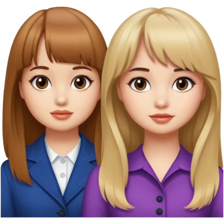 Debby Ryan (straight bangs) and Sabrina Carpenter emoji