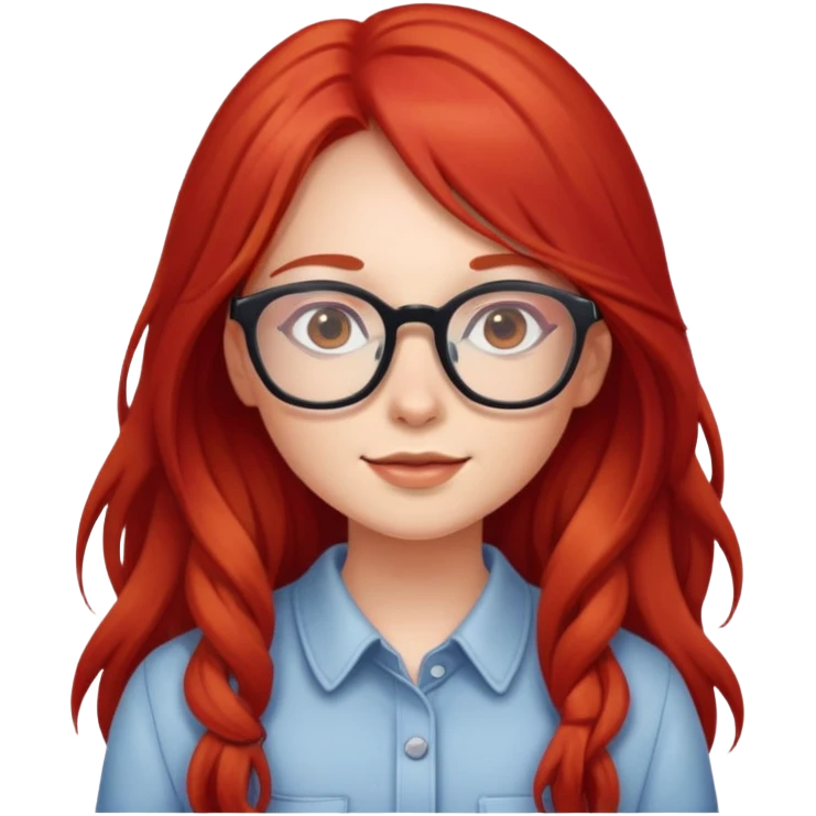 Cute girl with red long hair with glasses  emoji