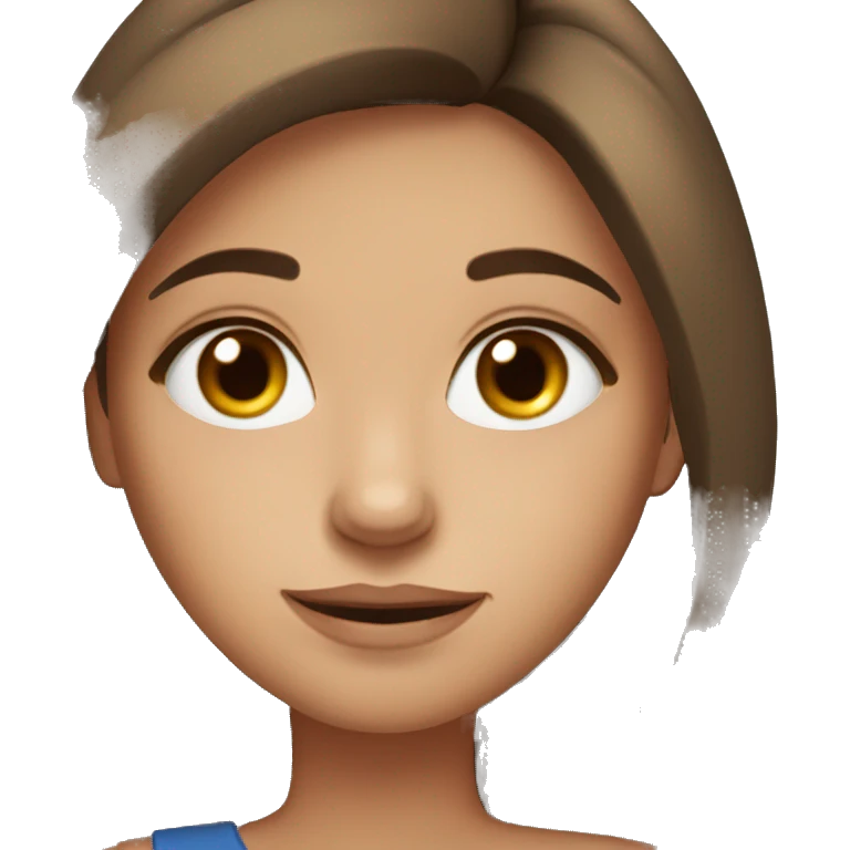 Tan brunette girl with blue eyes and freckles  emoji