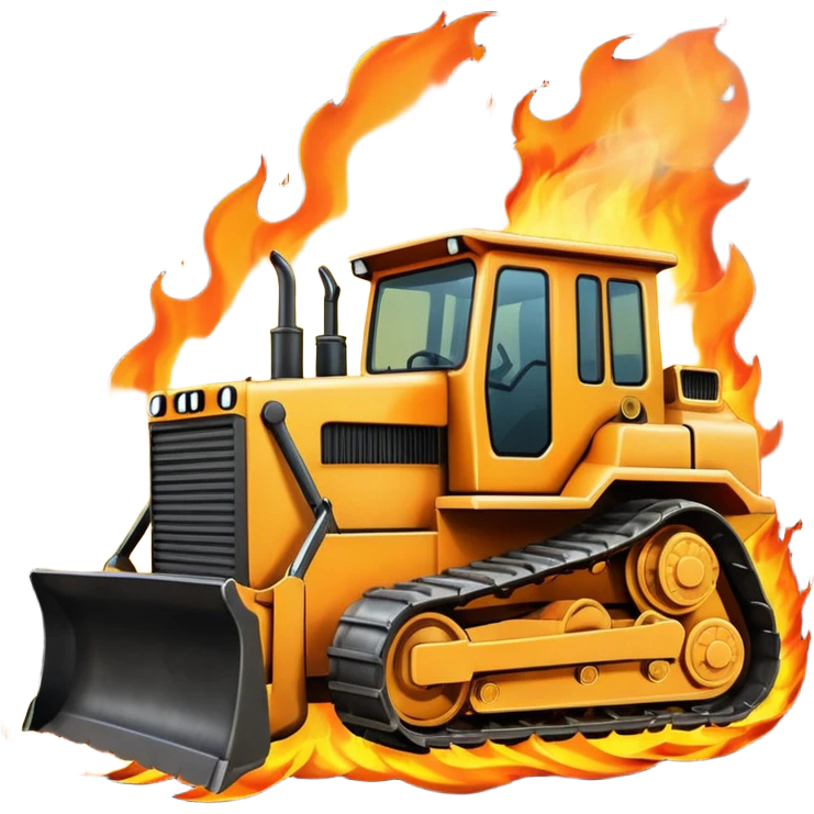 bulldozer on fire emoji
