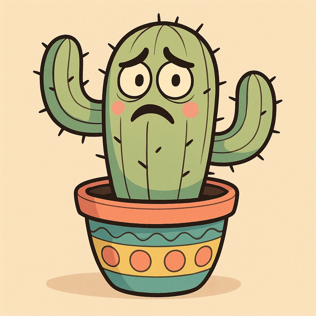 cartoon style cactus in a colorful pot emoji