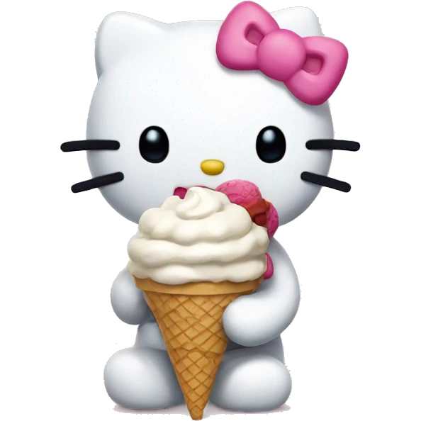 white hello kitty eating ice cream  emoji