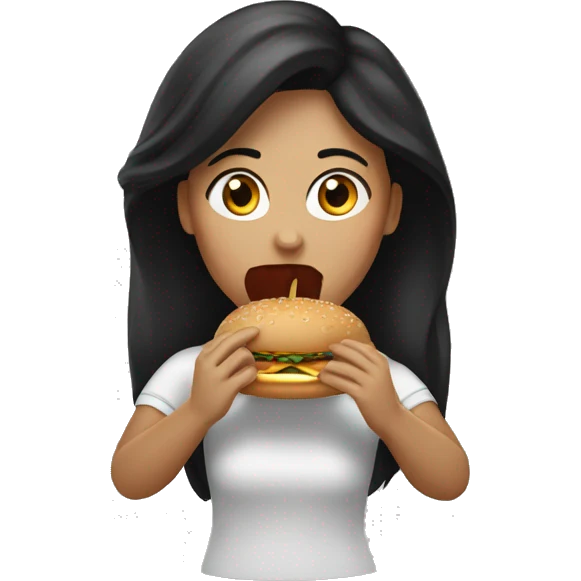 Woman with dark hair eating McDonald’s  emoji