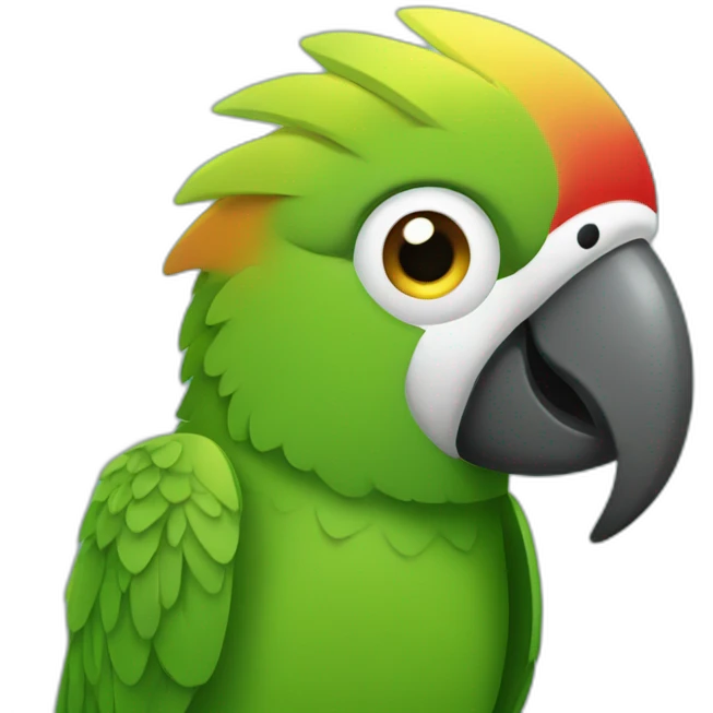 the parrot looks straight ahead with loving eyes emoji