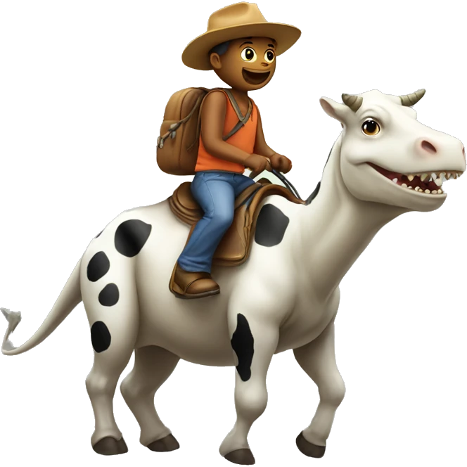 Cow riding a dinosaur  emoji