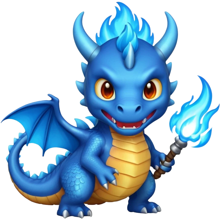 Make an emoji of a dragon shooting blue fire out of its mouth. emoji