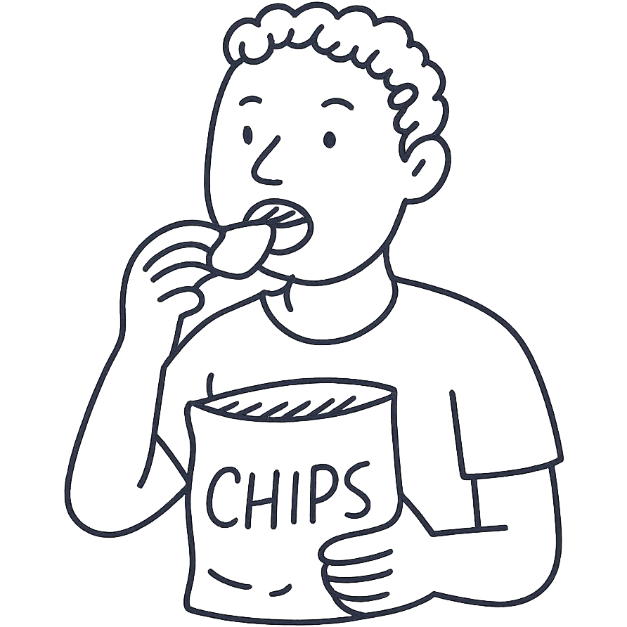 man eating chips emoji
