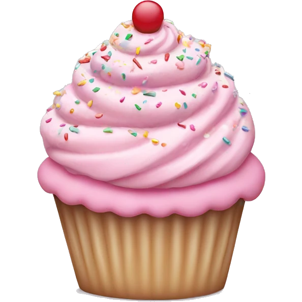 cupcake with pastel pink icing and sprinkles  emoji