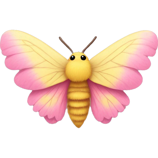 fluffy pink and yellow moth emoji
