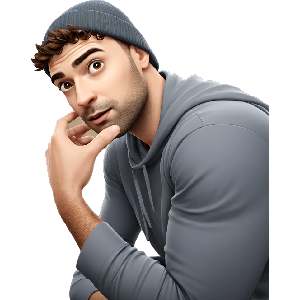 male portrait with beanie emoji