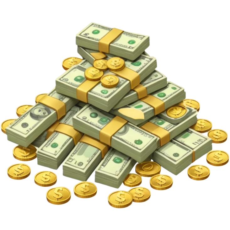 It's an image of money such as coins and bills, but there's only one or two neatly emoji