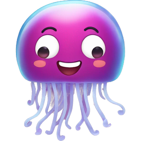 Jellyfish smiling with heart  emoji