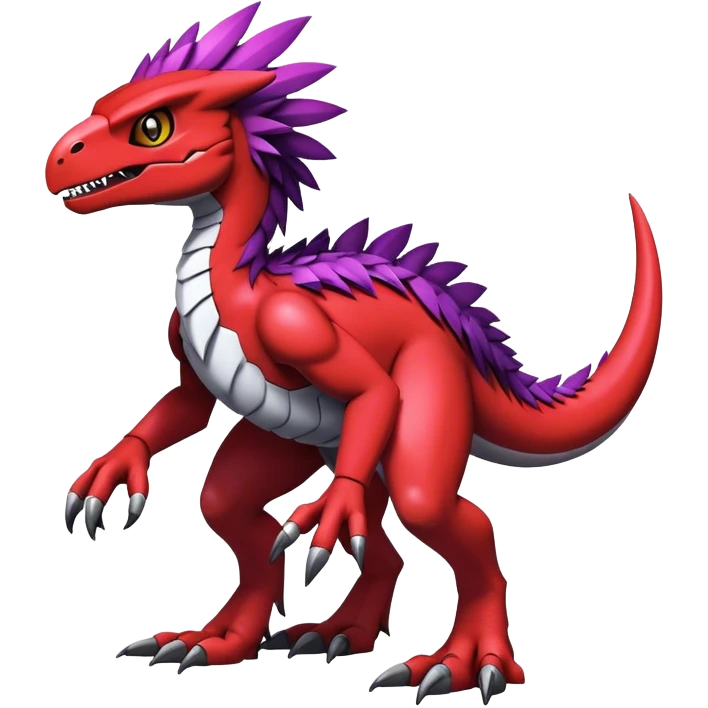 Dark Furry feather-mane Cool Edgy shiny Digimon-Fakemon-Guilmon-Velociraptor full body   emoji