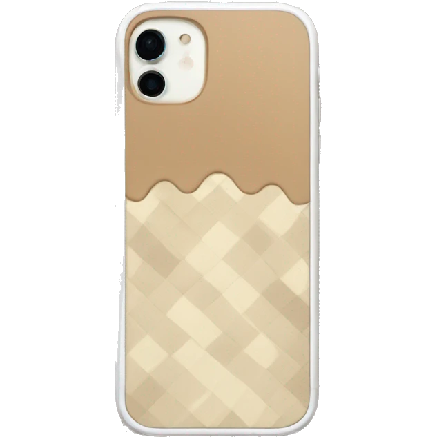 white iPhone 14 with beige checkered case emoji