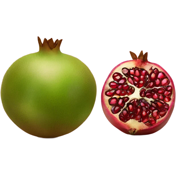 one kiwi and one pomegranate close to each other no face emoji