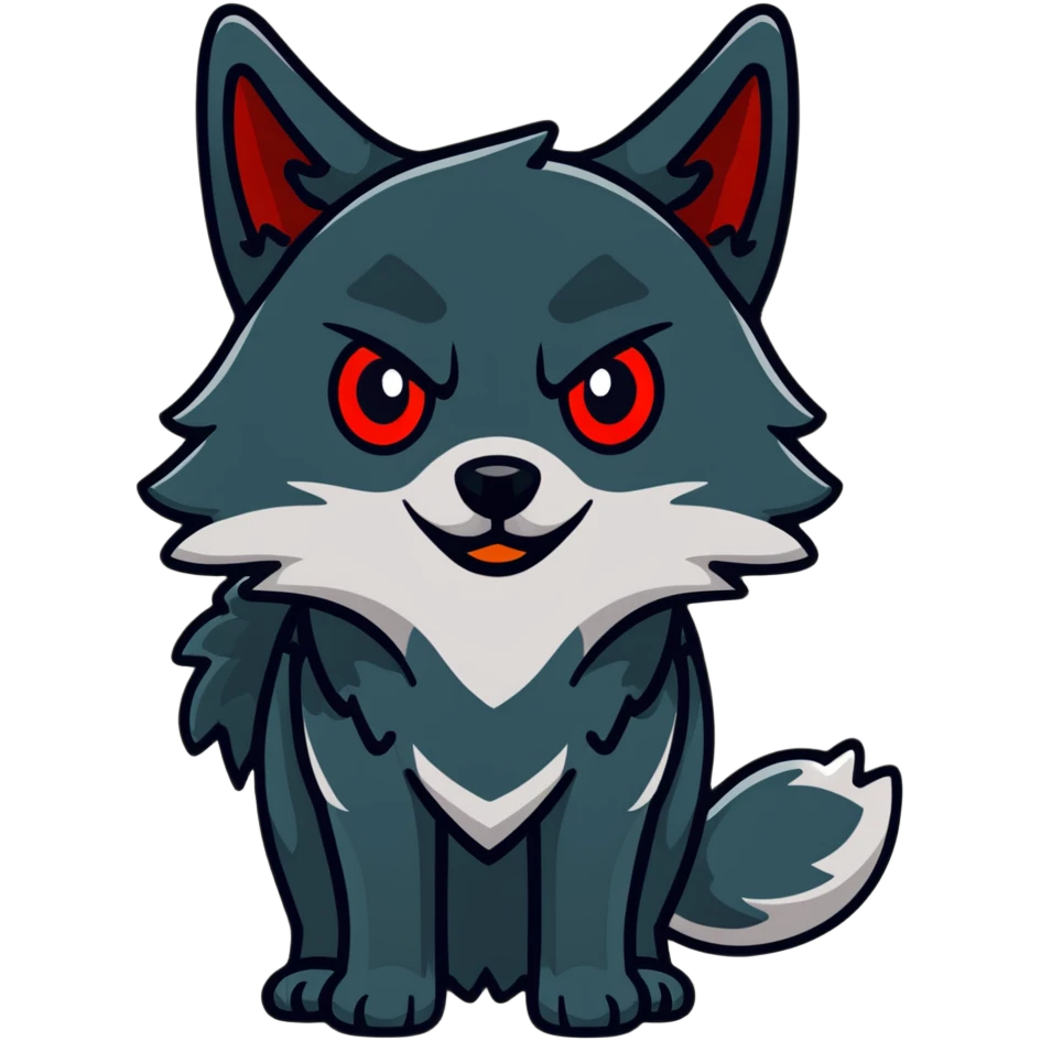 surprised shocked black wolf with red eyes emoji