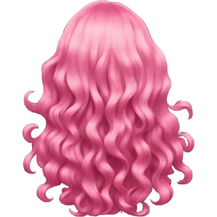 cyberpunk Pink wavy mid-long hair rear view emoji