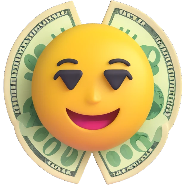 3D emoji style money, vibrant, smooth emoji