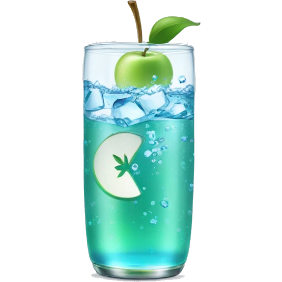 sparkling water with apple emoji