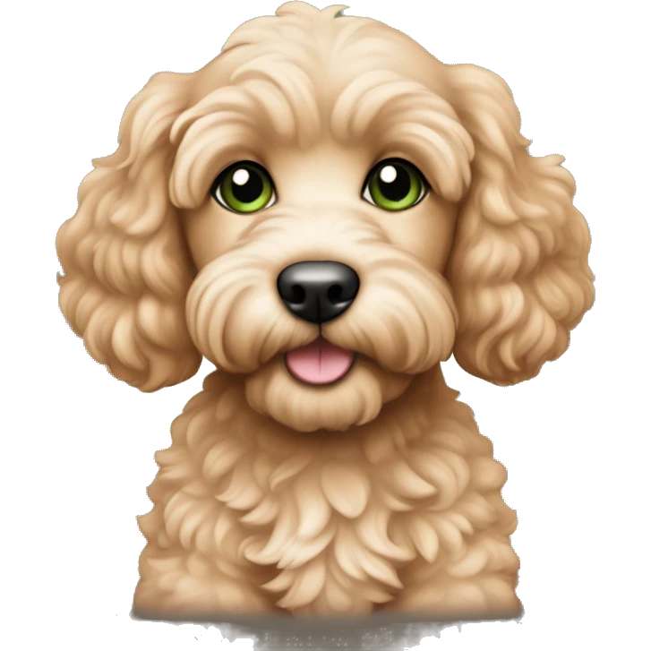 Cute apricot cockapoo puppy with green eyes emoji