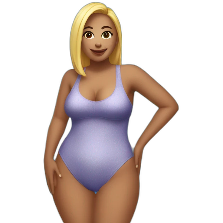 Slim-Thicc caucasian woman swimsuit posing emoji