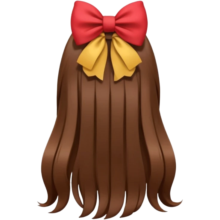 girl from behind with long brown hair with bow c emoji