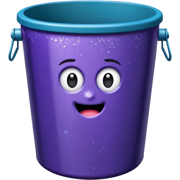Glitter Purple and Cian  metal rubbish bin emoji