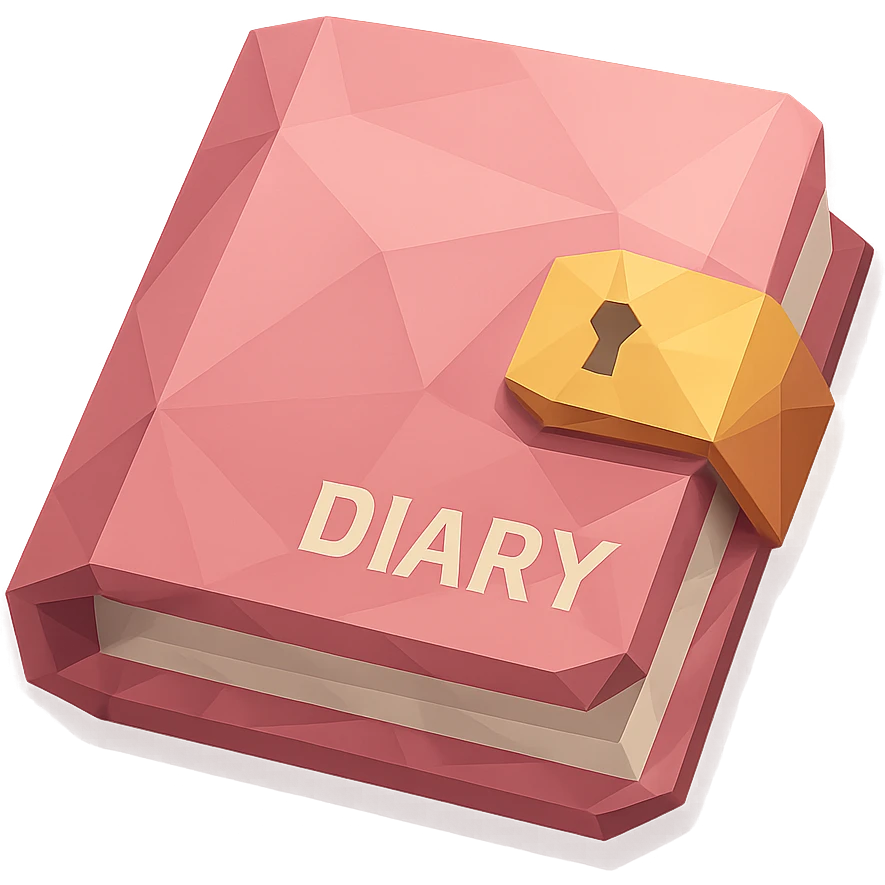 a pink diary, polygonal low-poly style emoji