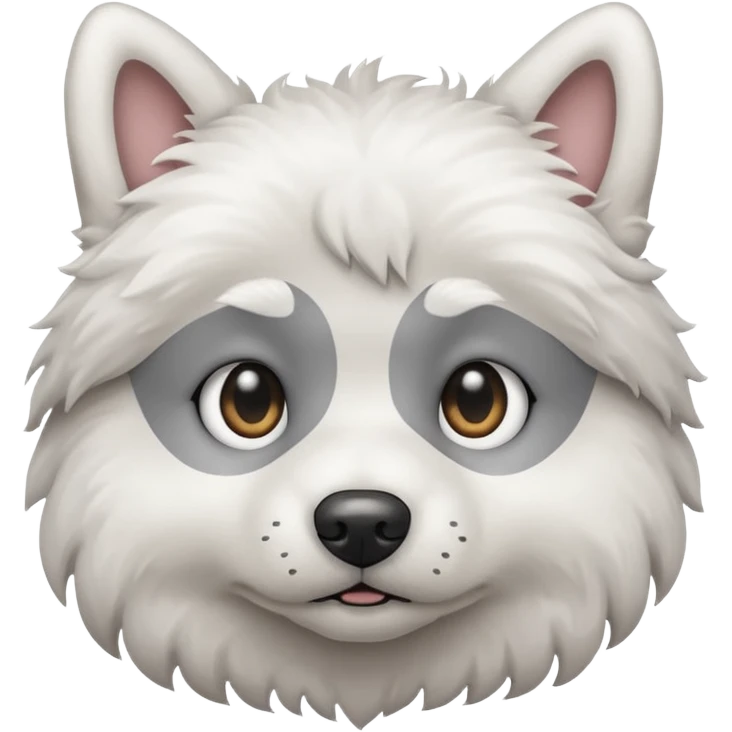 a white dog with a gray stain on one eye emoji