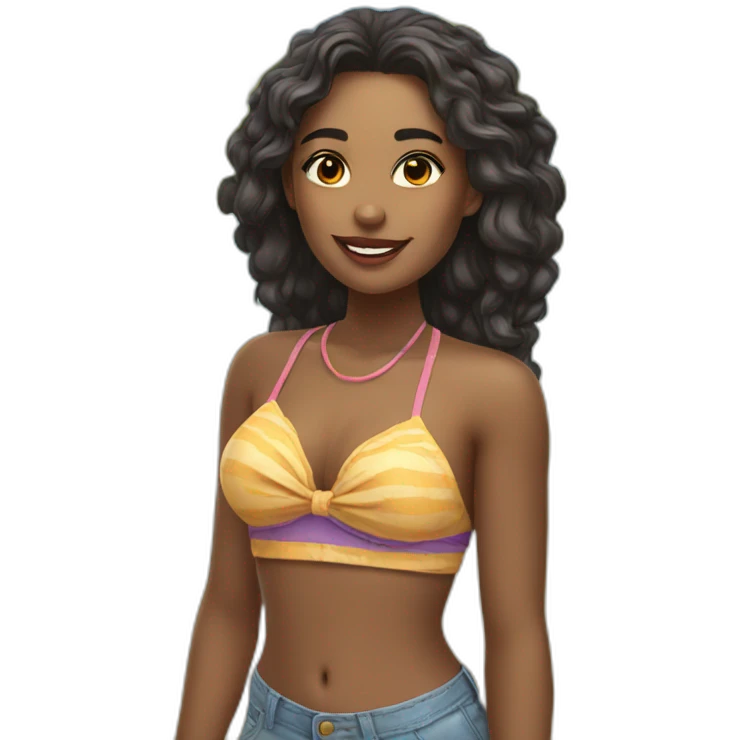 una chica en la playa emoji