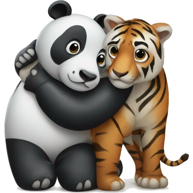 A panda, elephant and tiger hugging emoji