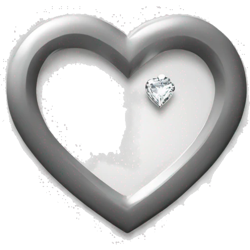 White heart at back and ring with diamond at front and center of the heart 💍 emoji