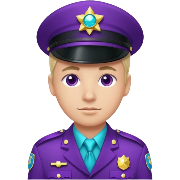glitter purple and cian pin officer emoji