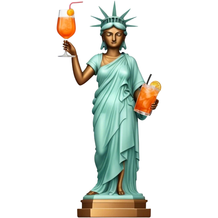 FULL BODY OF STATUE OF LIBERTY WITH AN APEROL SPRITZ COCKTAIL emoji