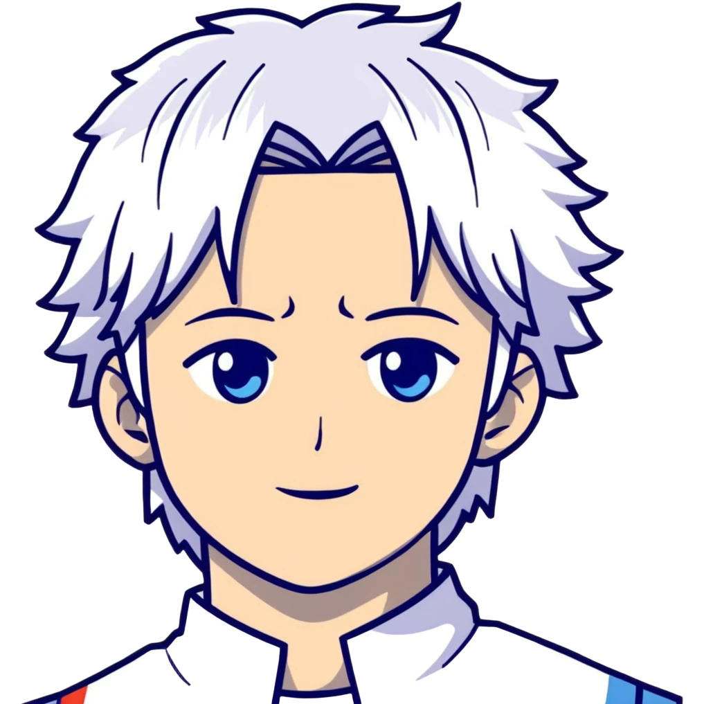 Satoru Gojo anime character with white hair and blue eyes emoji