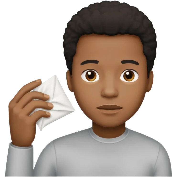 Black man holding a tissue by his penis emoji