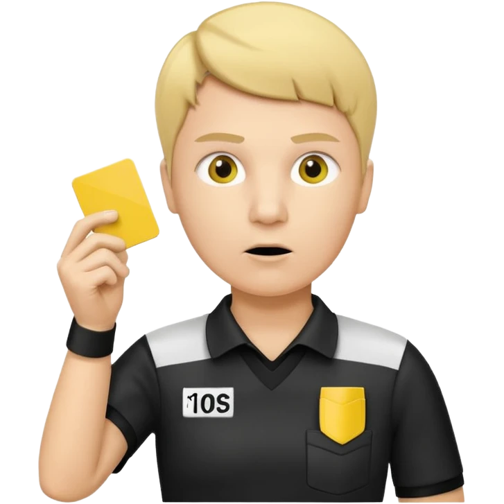 A serious referee blowing a whistle, holding a yellow card up. emoji