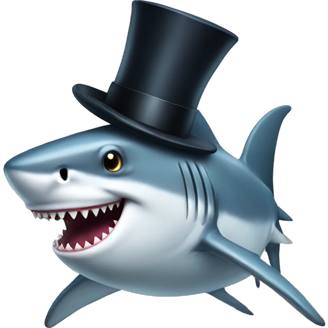 Shark with a top hat emoji