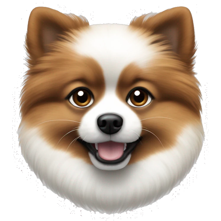 white and dark brown pomeranian puppy with black freckles on the nose emoji