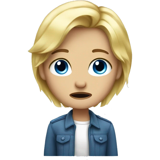 Blonde hair blue eyes crying emoji