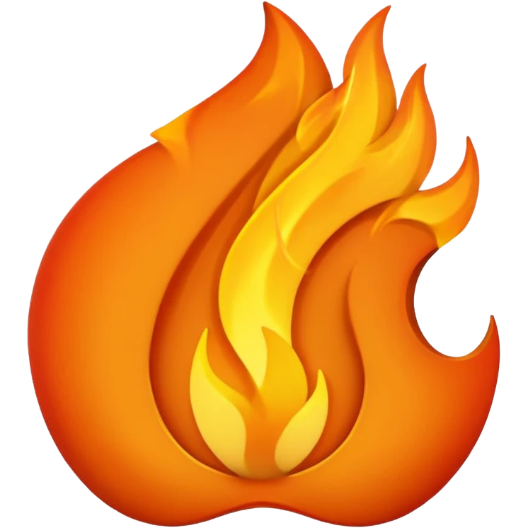 stylized orange flame, simple and bold, apple style emoji emoji
