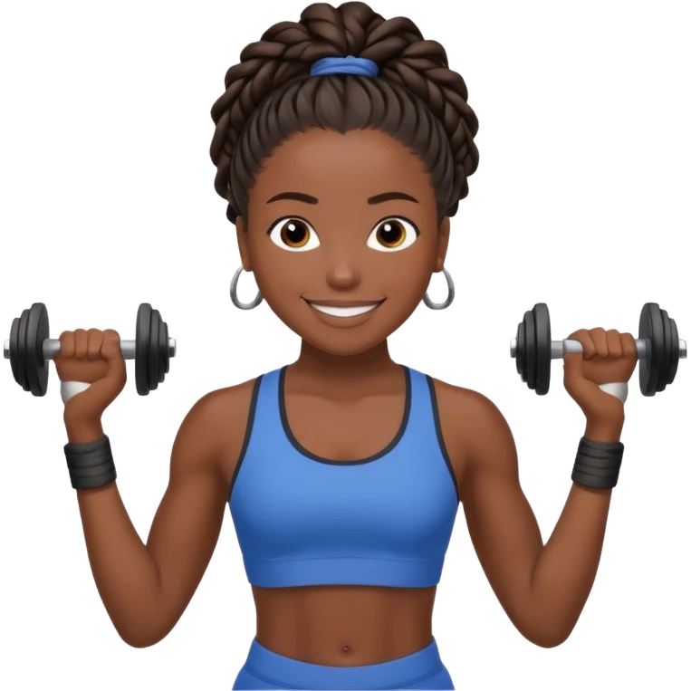 Create an emoji of rey. he has dreadlocks, african american, he's an athlete handsome with a million dollar smile. he's also a strength coach who values performance training. Make him darkskin, with 2 strand twist hairsyle  emoji