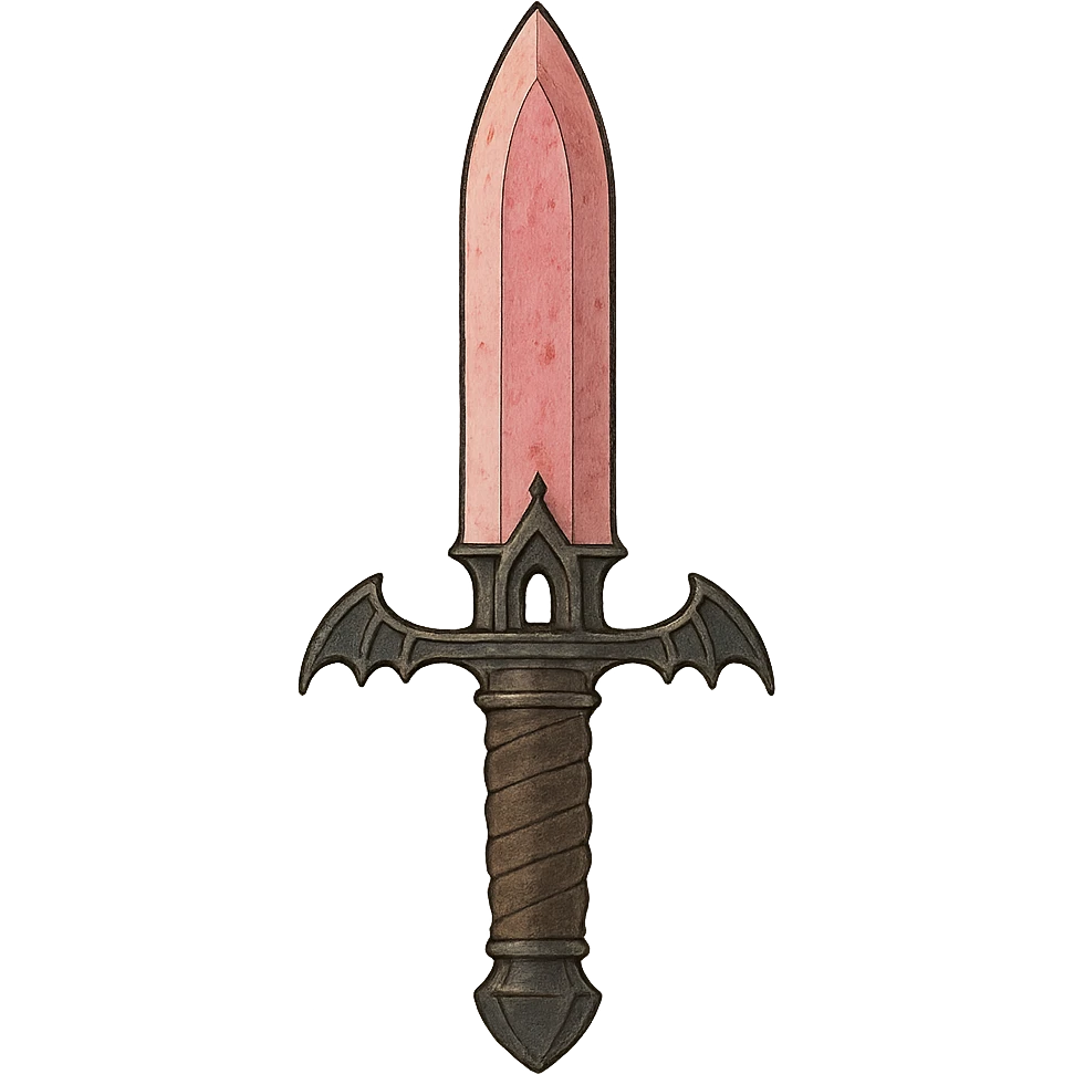 gothic knife with pink blade, ghibli style emoji