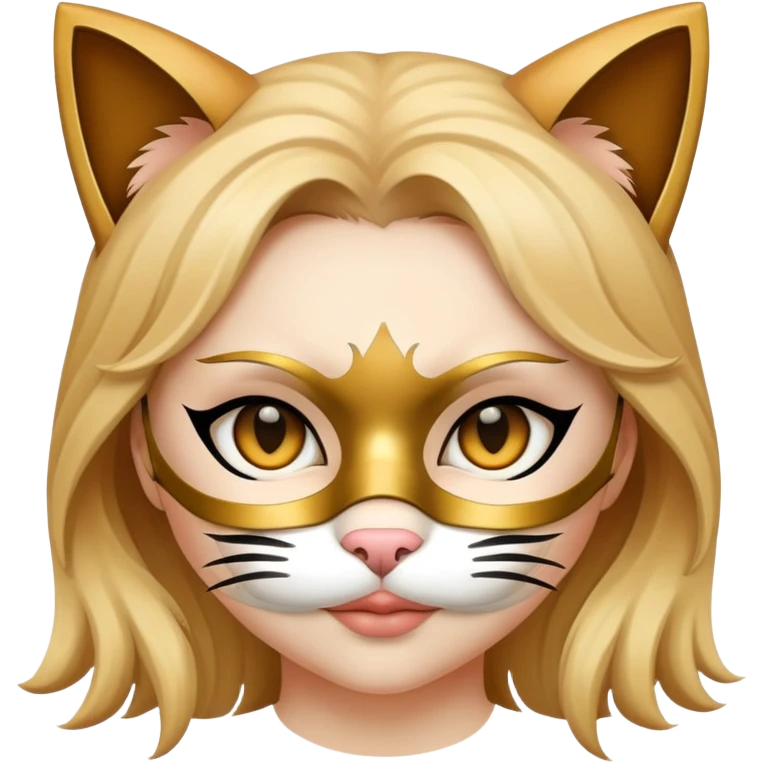girl wearing cat mask emoji