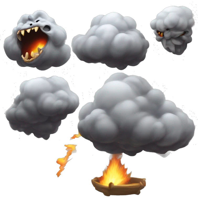 diablo seña de silencio y nube saliendo de nariz emoji